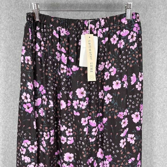 Saltwater Luxe Rex Maxi Skirt Size M Dark Floral Purple Tiered Layered HR NEW - Picture 2 of 13